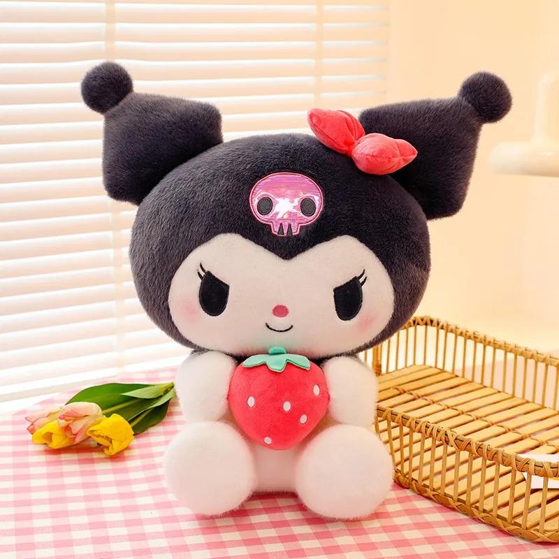25 cm Sanrio fraise Kuromi oreiller en peluche jouet doux en peluche fraise mélodie Figure poupée ca