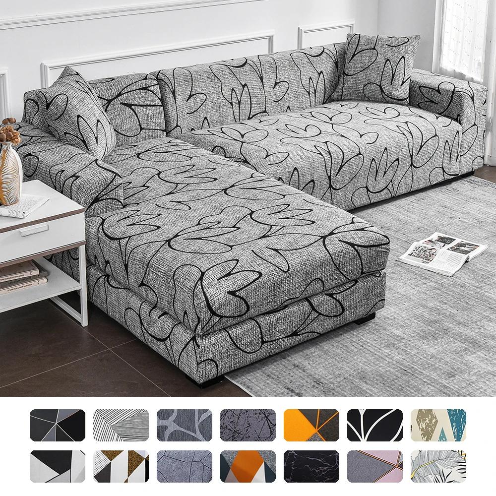 housse canape dangle pour Salon Imprimé Extensible housse canapé forme de L Élastique housses de can