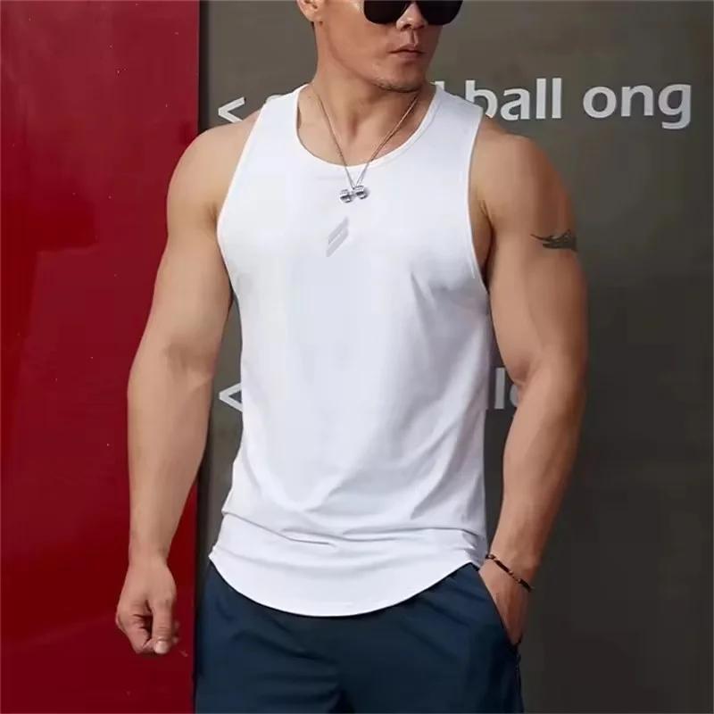 Maillot de corps en maille à col rond pour hommes, débardeur décontracté, gilet d'entraînement à séc