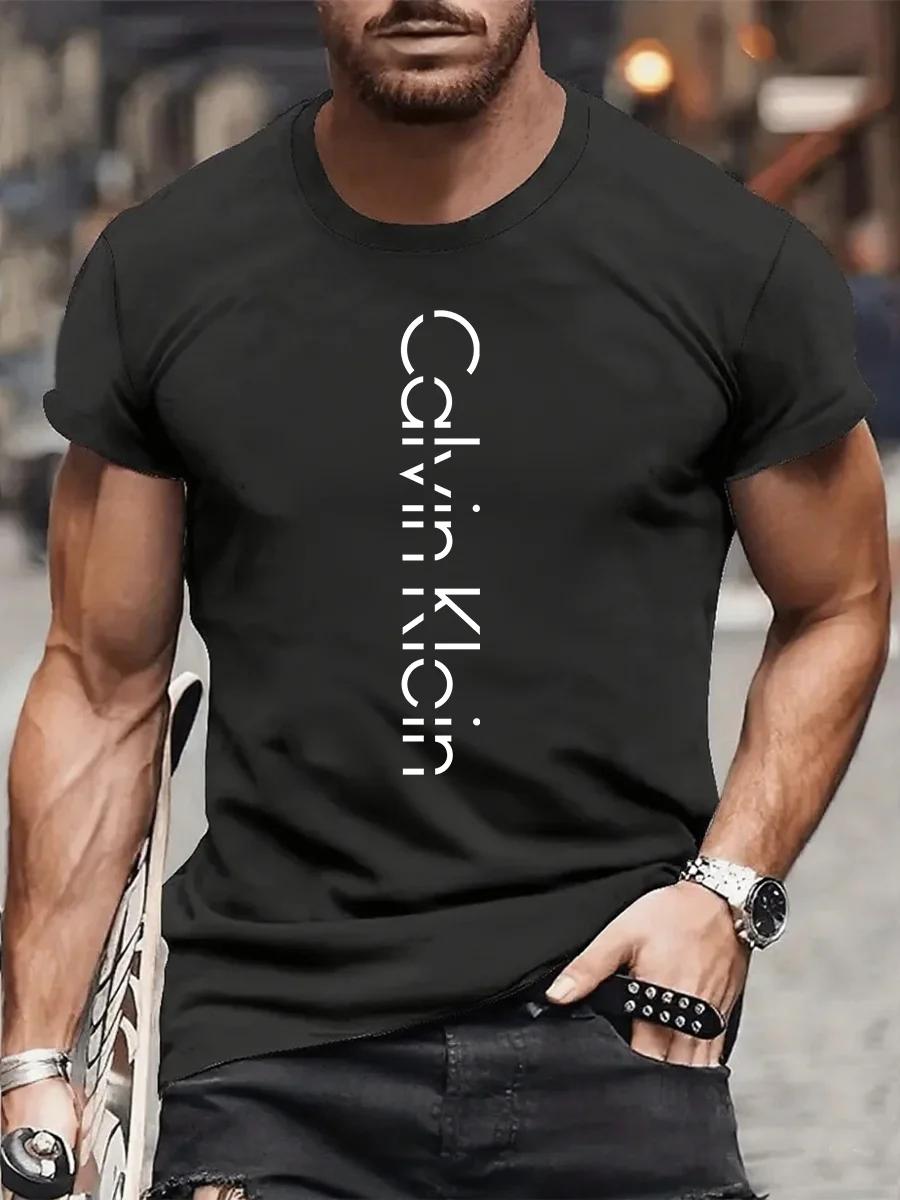 T-shirt à manches courtes et col rond pour hommes, marque luxueuse, à la mode, avec lettres de dessi