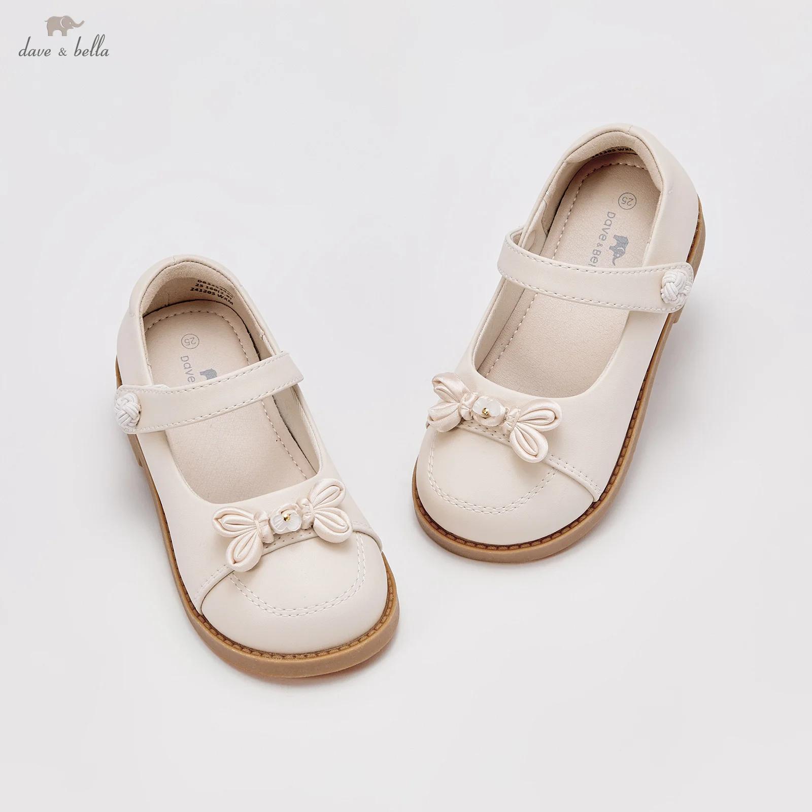 Dave Bella chaussures en cuir pour enfants automne fille confortable doux mignon blanc princesse cha