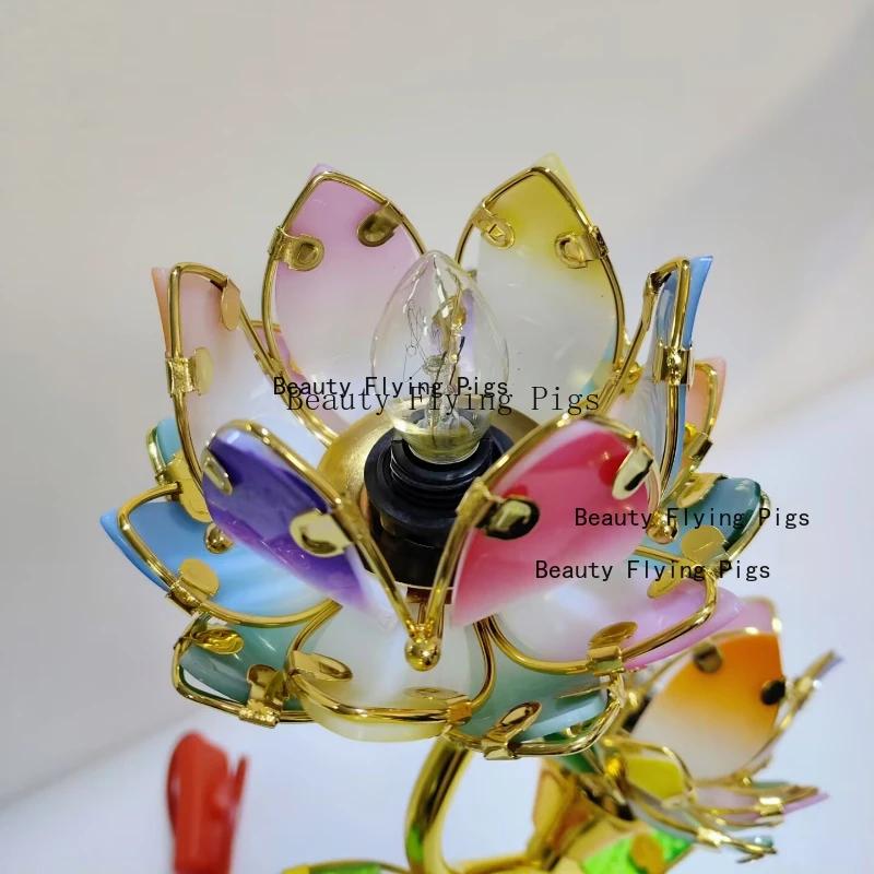 Bougeoir Lotus en forme de pétale coloré, alimentation électrique pour Temple, chandelier de Table, 