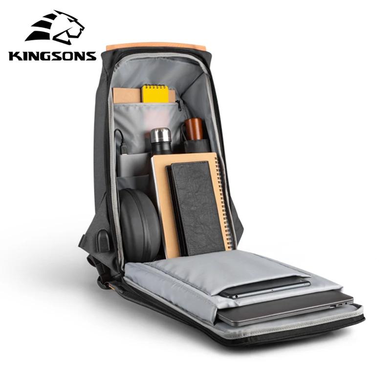 Kingsons 2025 nouveau USB charge sac à dos pour ordinateur portable 15.6 pouces sac d'ordinateur por