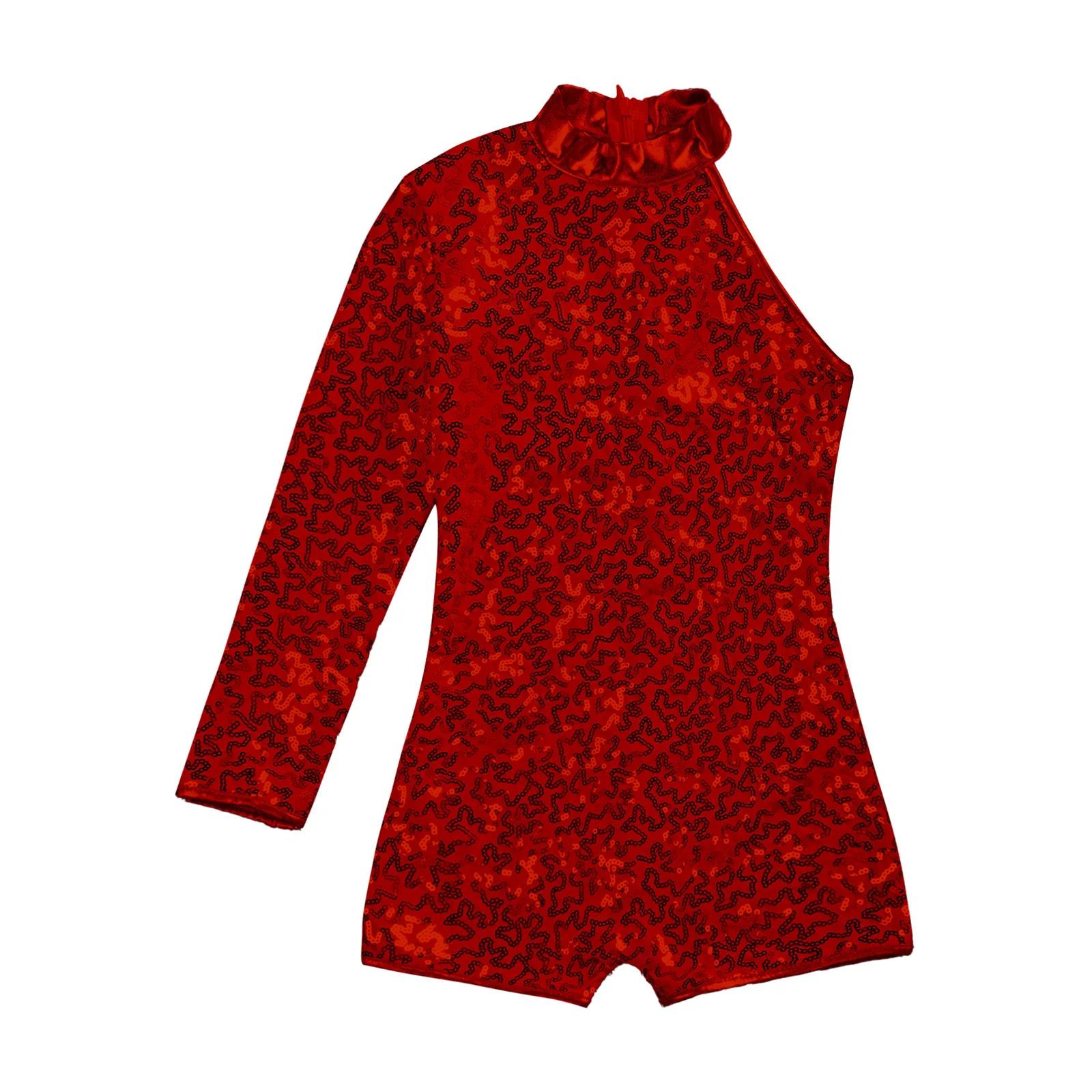 Justaucorps gymnastique filles asymétrique - Combinaison paillettes danse ballet et biketard