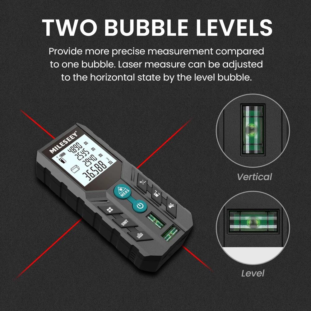 MILESEEY-Distancemètre laser, ruban à mesurer Trena laser de haute qualité 40M 60M 80M 100M 120M