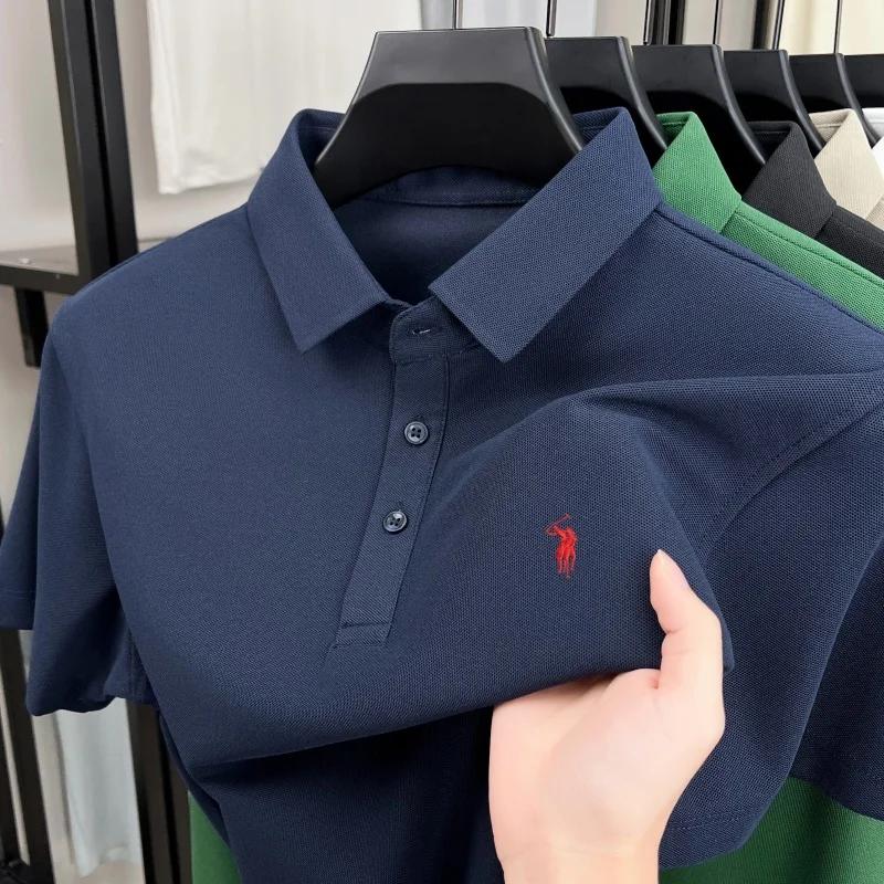 luxe marque Pony brodé chemise de polo à manches courtes pour hommes nouvelle modèle entreprise déco