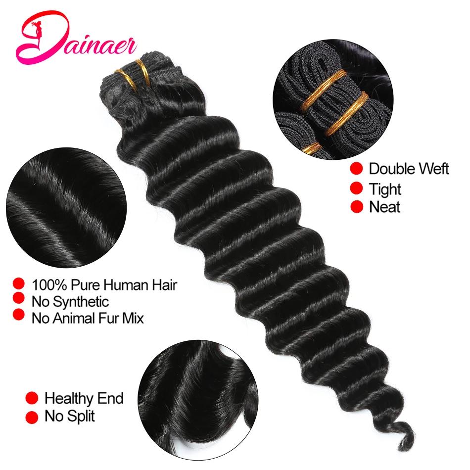 Tissage en Lot Brésilien Naturel Deep Wave avec Closure, 4x4