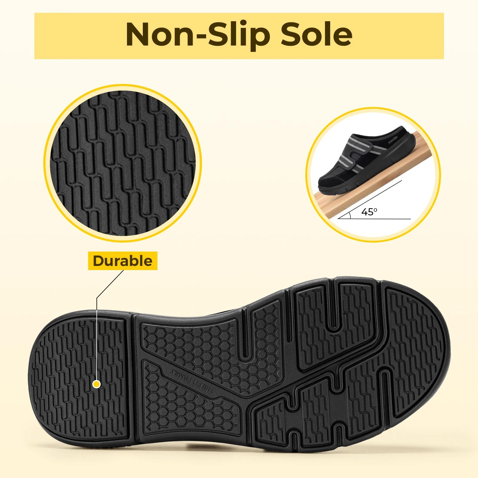 FitVille – pantoufles larges pour hommes, mules à enfiler avec sangle réglable pour pieds enflés, ch