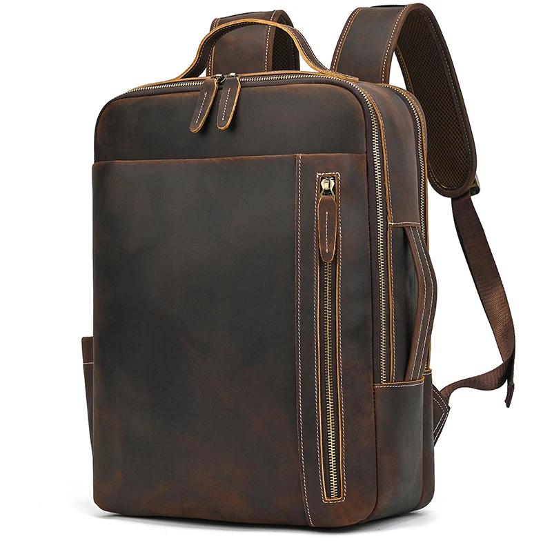 2025 nouveautés sac à dos en cuir pour voyage hommes mâle en cuir de vachette pochette d'ordinateur 