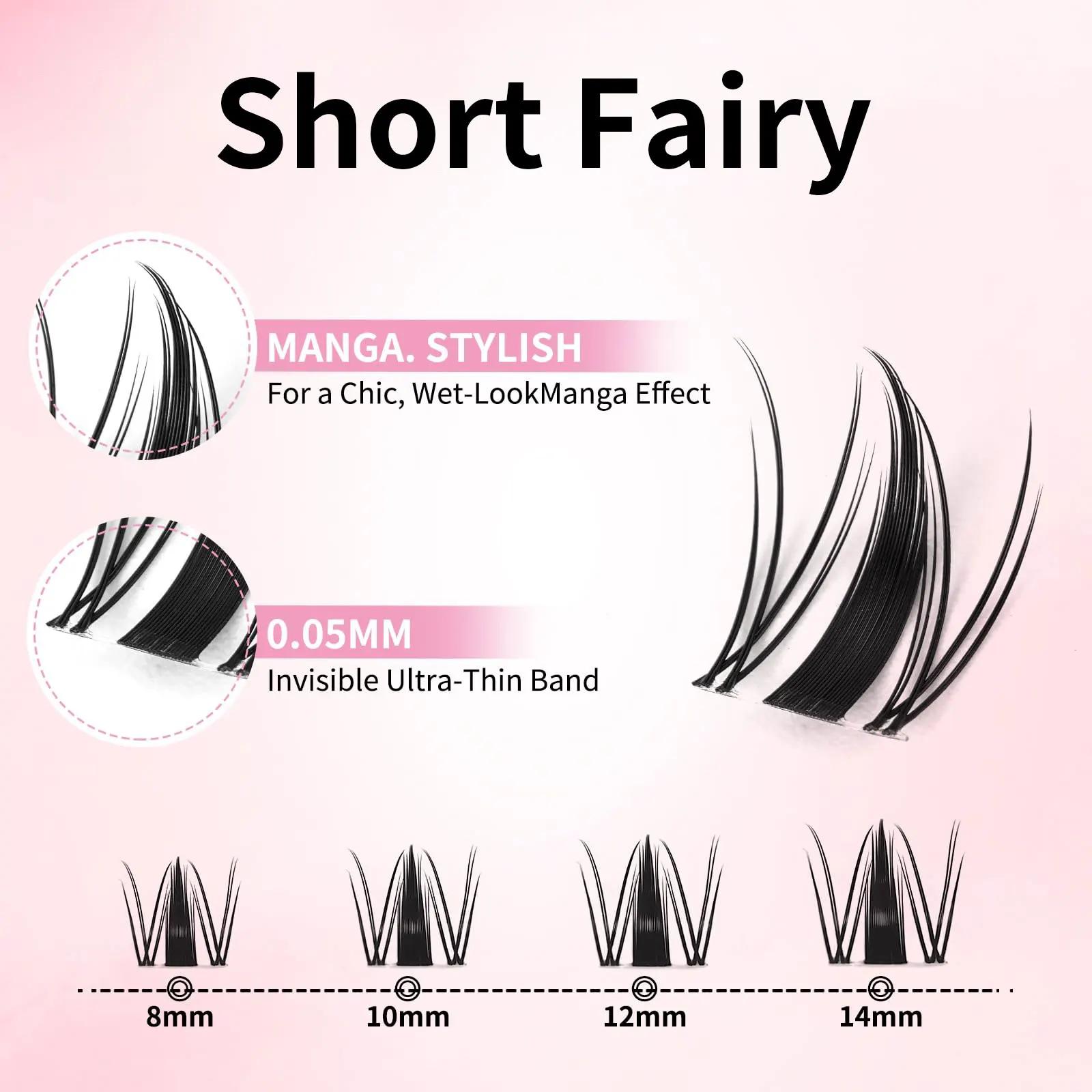 Extensions de cils individuels Manga uCoolMe Lashes Short Fairy Venus Flora 0.05mm, bouquets à espac