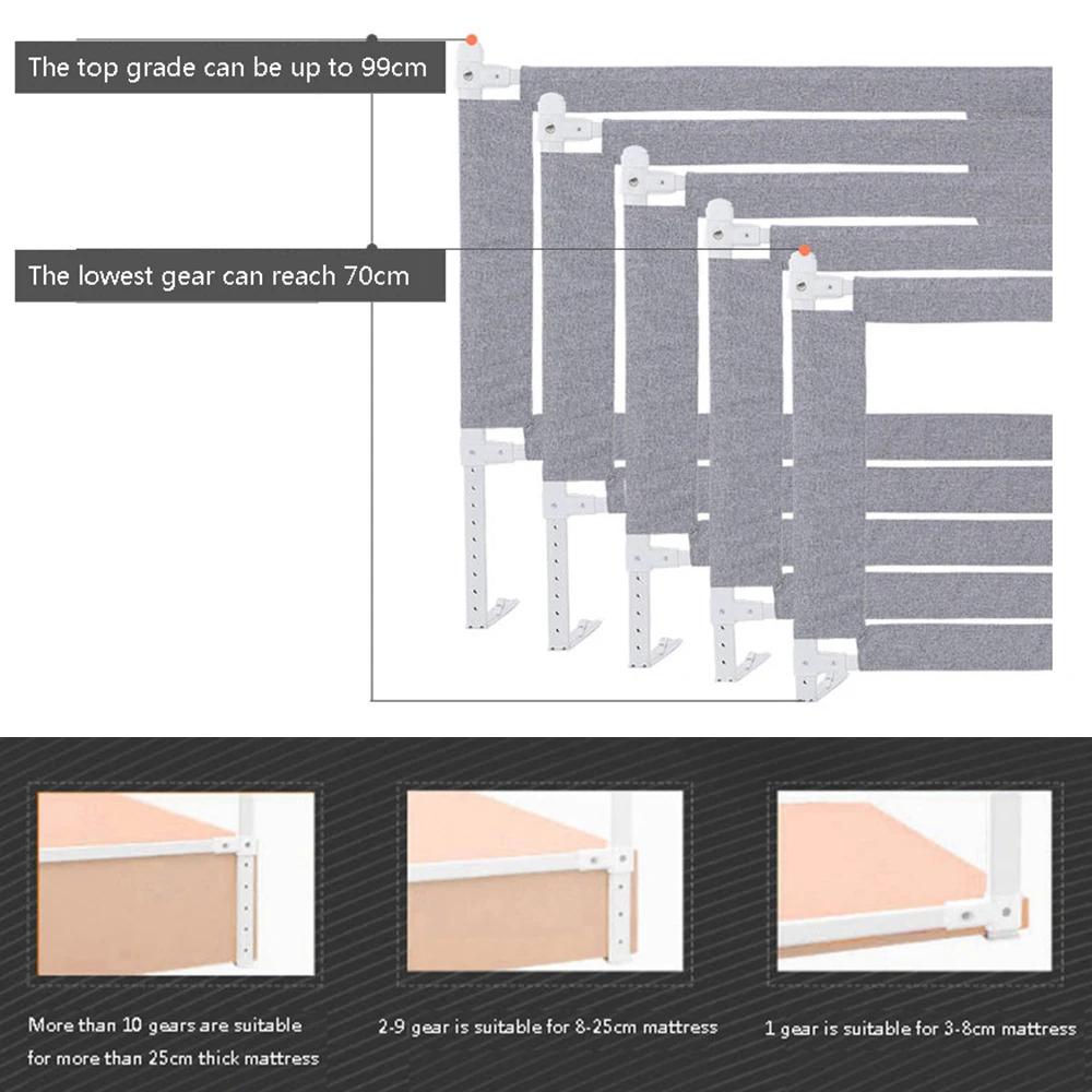 Barrière de lit extra-large 150/180/200 cm protection sécurité enfant gris rose bleu chambre bébé