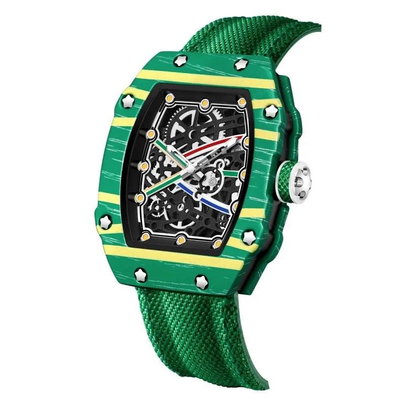 Nouvelle montre à quartz tendance ultra-fine en forme de tonneau de vin avec bracelet en nylon, élég