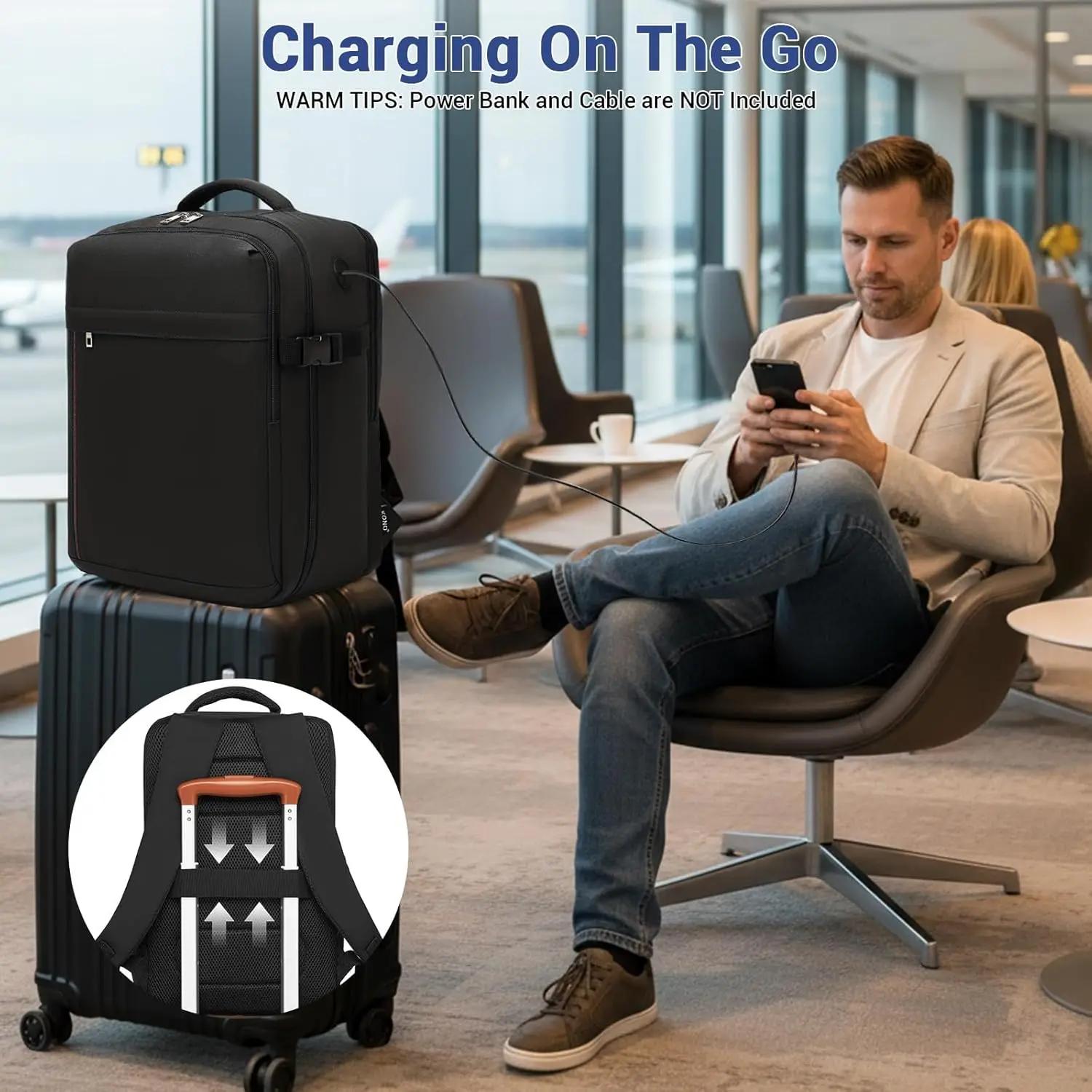 Sac à dos KONO compatible Ryanair, bagage à main 40×30×20cm, imperméable, léger avec compartiment po