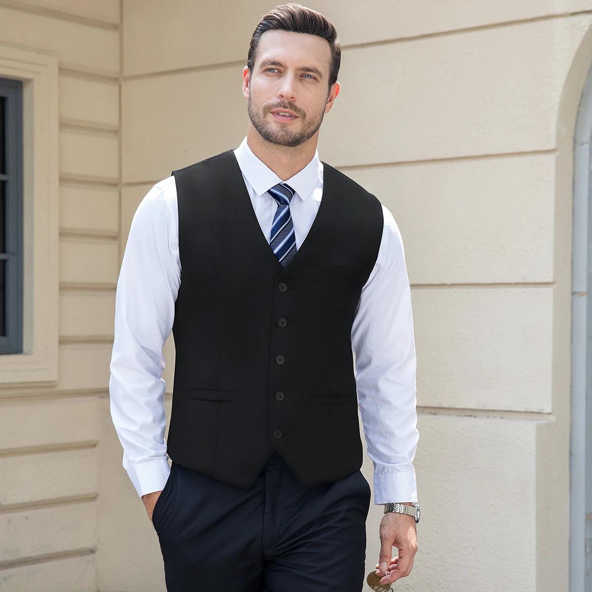 Gilet pour hommes, mariage, cérémonie d'église de pâques, gilet noir, Banquet, bureau, affaires, dîn