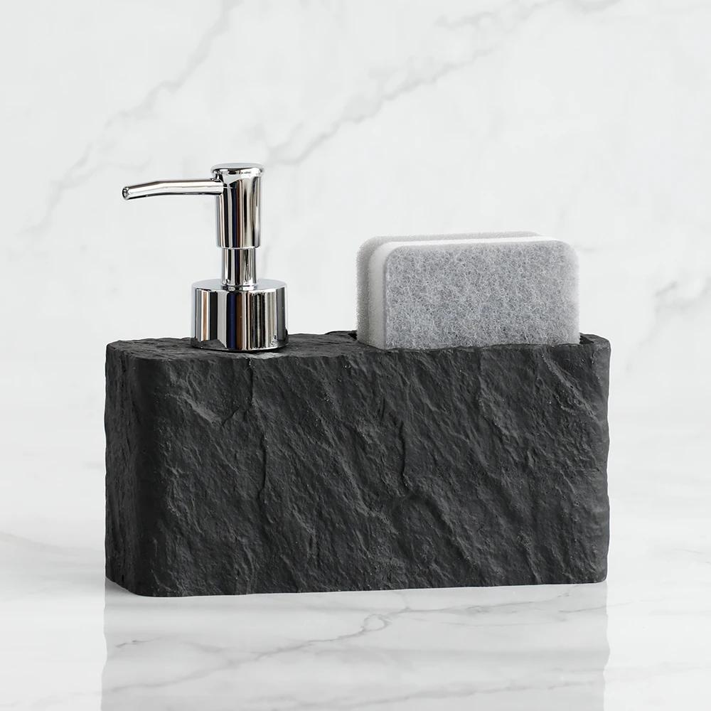 Distributeur de savon avec éponge pour évier de cuisine et salle de bain, distributeur de savon liqu