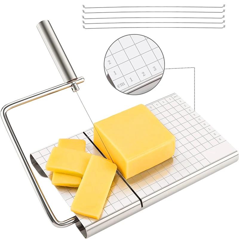 LMETJMA trancheuses à fromage avec fil pour bloc de fromage planche à fromage réglable avec 5 fils d