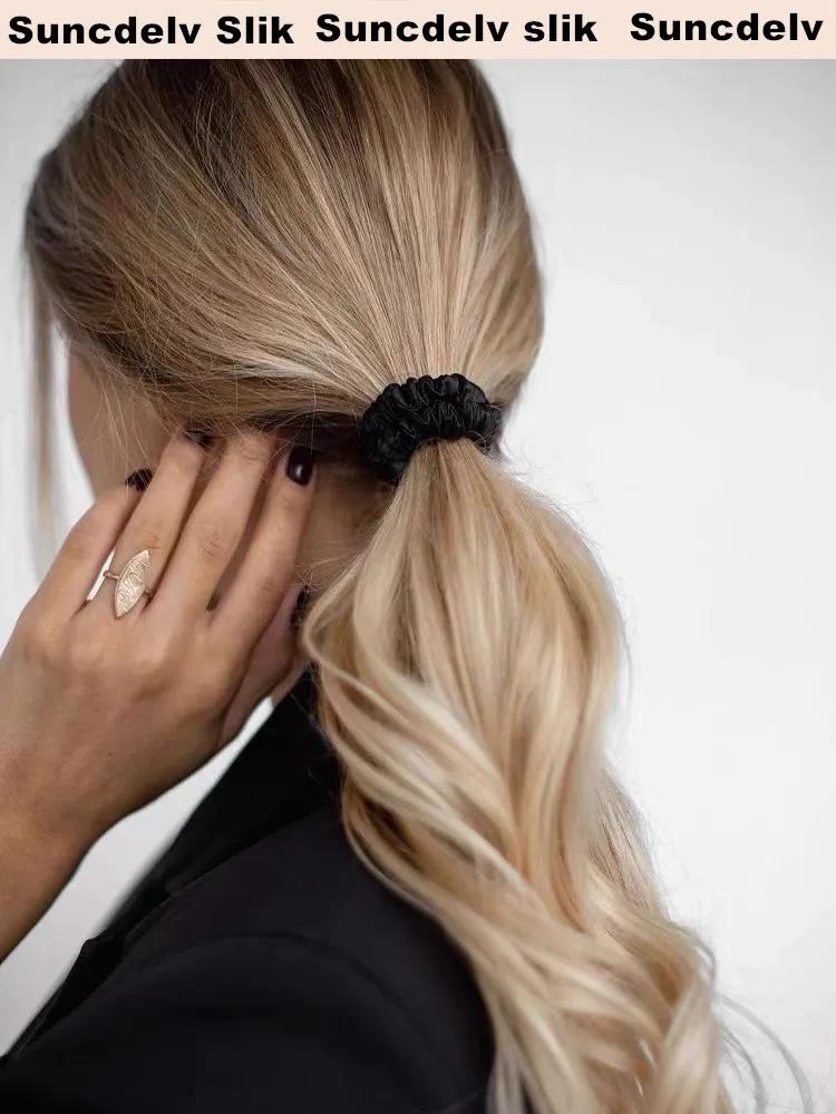 Chouchous pour cheveux 100% soie naturelle, couleur unie, chouchous pour cheveux de haute qualité (2