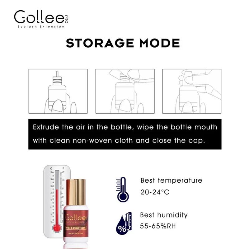 Gollee 5 pièces 1s colle à séchage rapide pour Extension de cils fournitures d'extensions de cils av