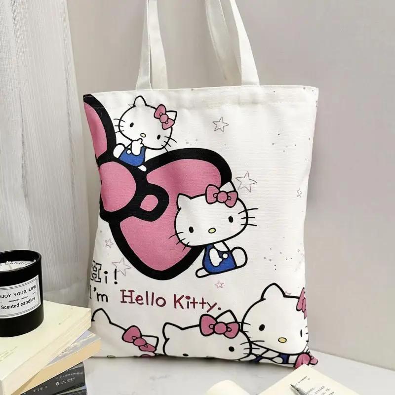 Hello Kitty – sac à main de grande capacité, sac à bandoulière en toile de dessin animé, sacoche de 