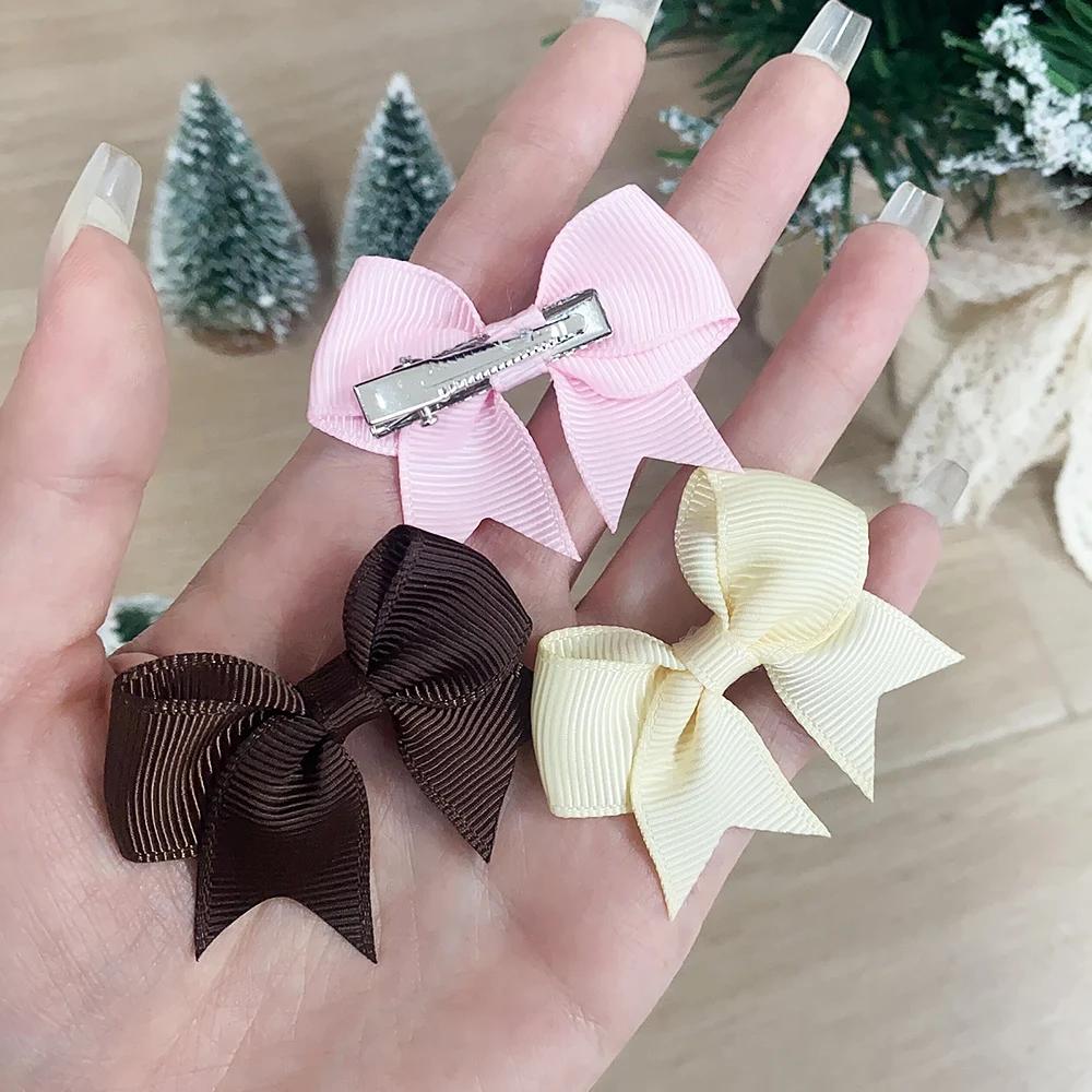 Pinces à cheveux avec nœuds pour enfants, couleur unie, pour bébés filles, ruban fait à la main, épi
