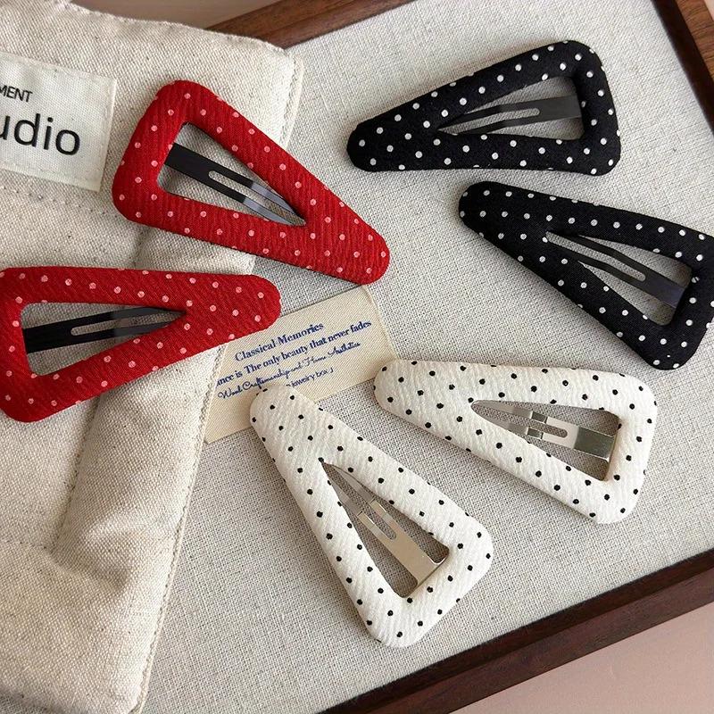 Pince à cheveux triangulaire à pois pour filles, nouveaux accessoires de cheveux en tissu pour frang
