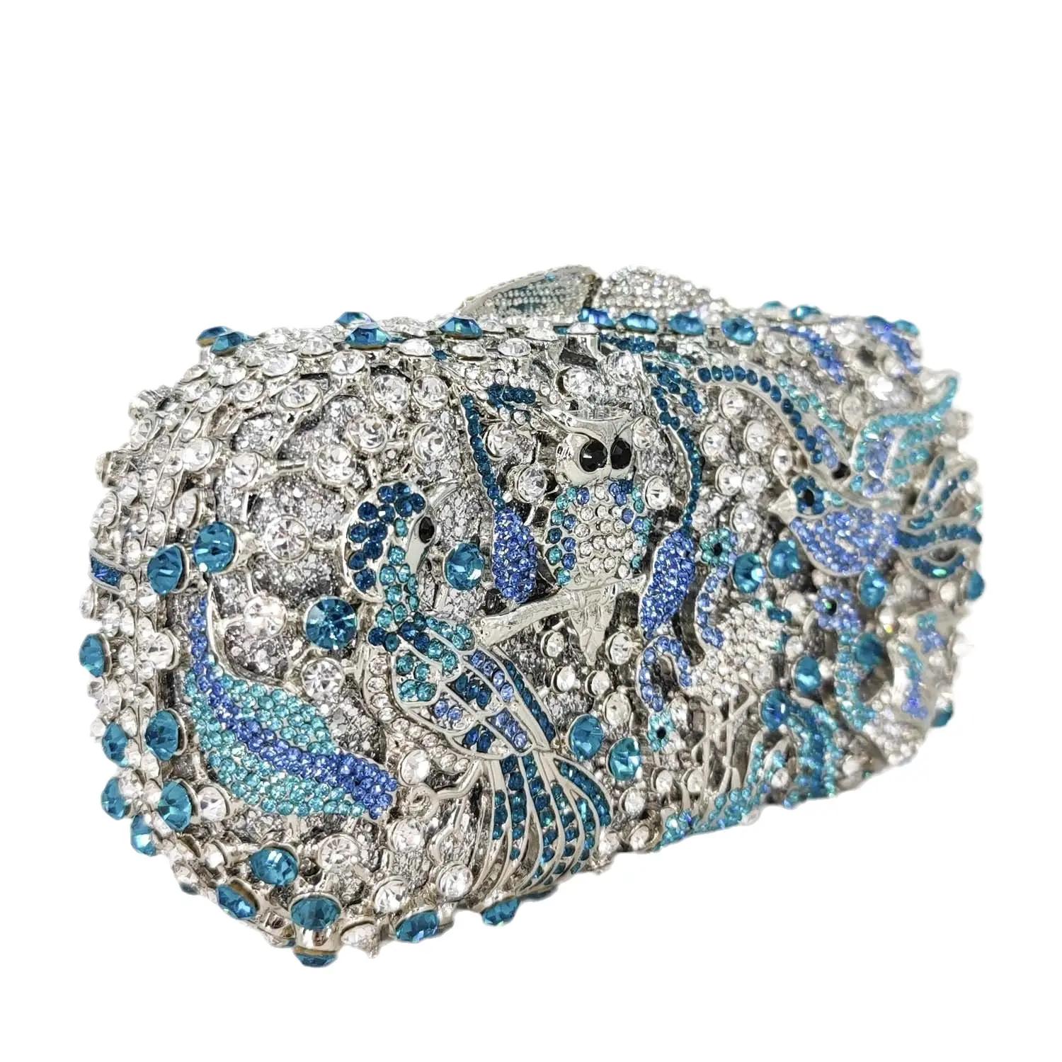 Pochette en cristal bleu clair pour femme, sac à main en biscuits, sac de soirée, patients de mariag