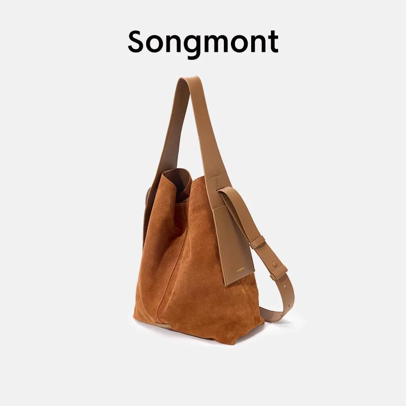 Sac Songmont, sac à main à crochet d'oreille en daim sous les bras, sac à bandoulière simple