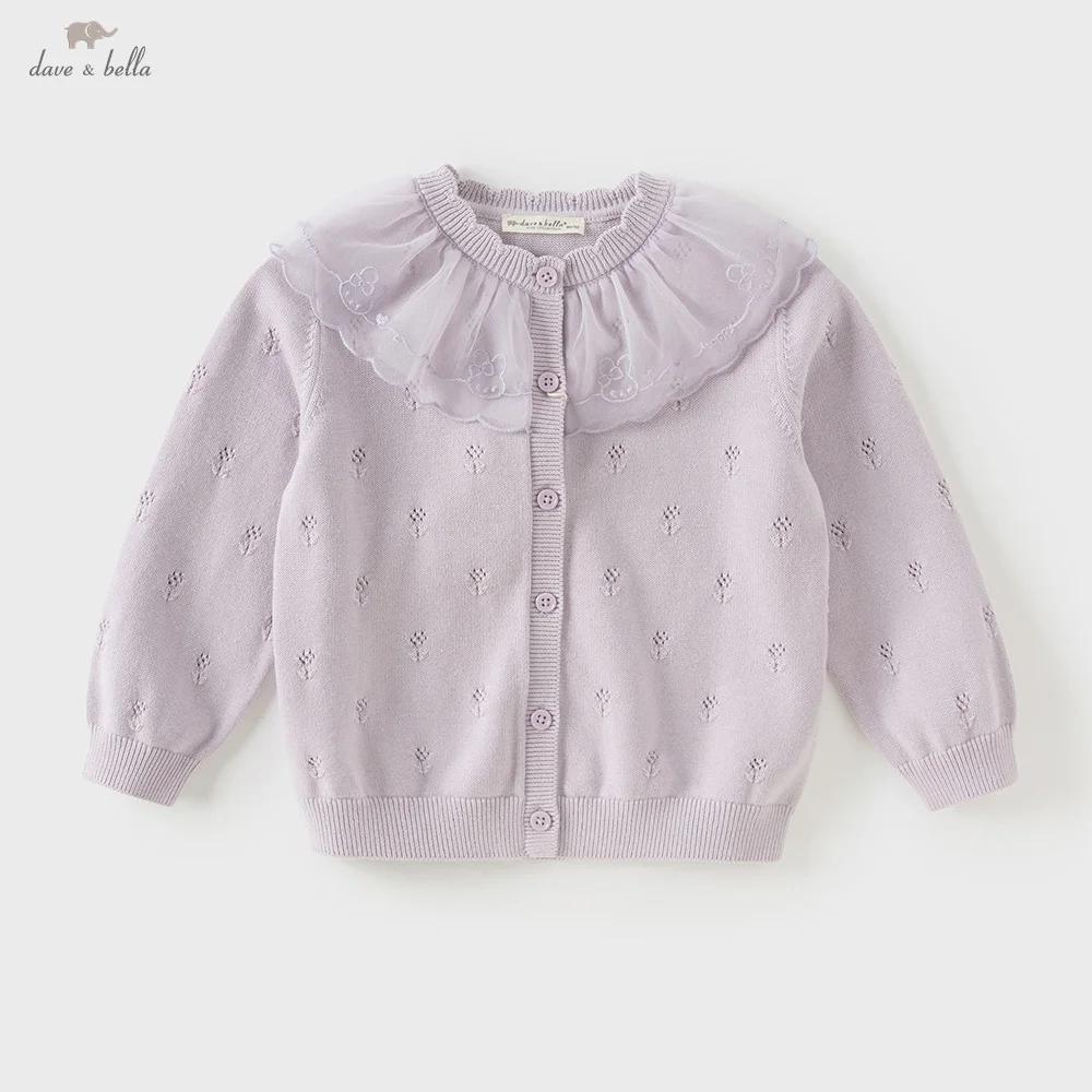 Dave Bella filles bébé pull pull doux mignon maille pétale col enfants tricots filles tricoté Cardig