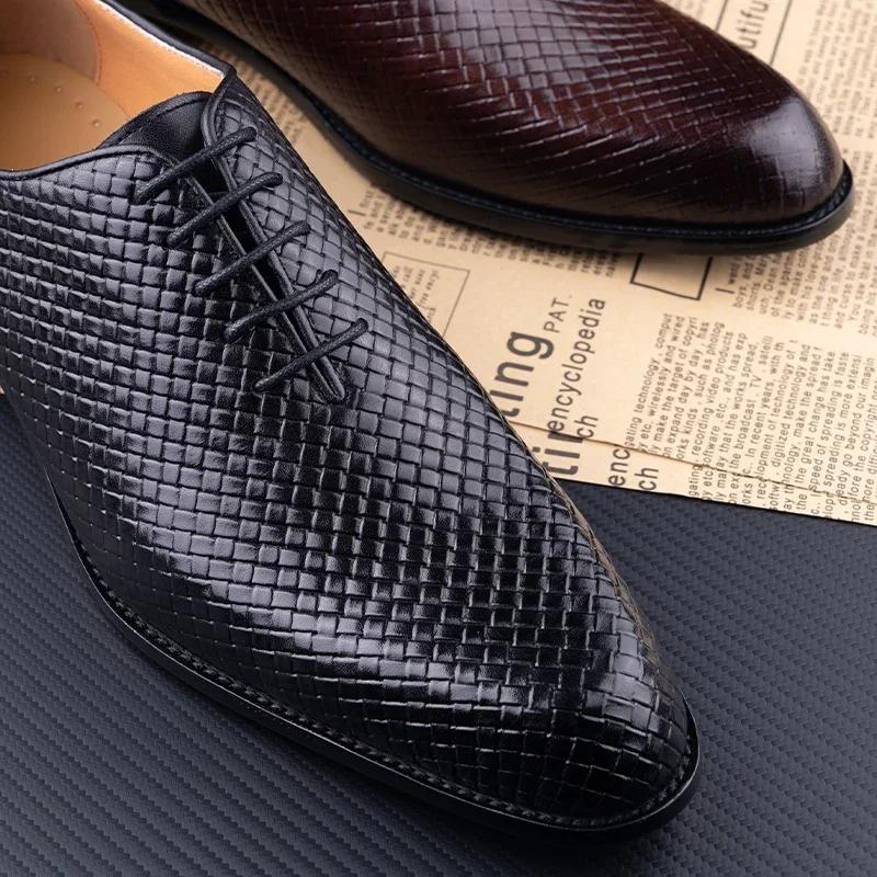 Chaussures Oxford en cuir véritable pour hommes, chaussures de bureau d'affaires décontractées, conf