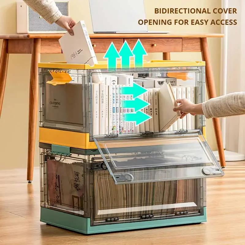Coffre de rangement pliable, boîte de rangement ouverte, boîte de rangement transparente, organisate