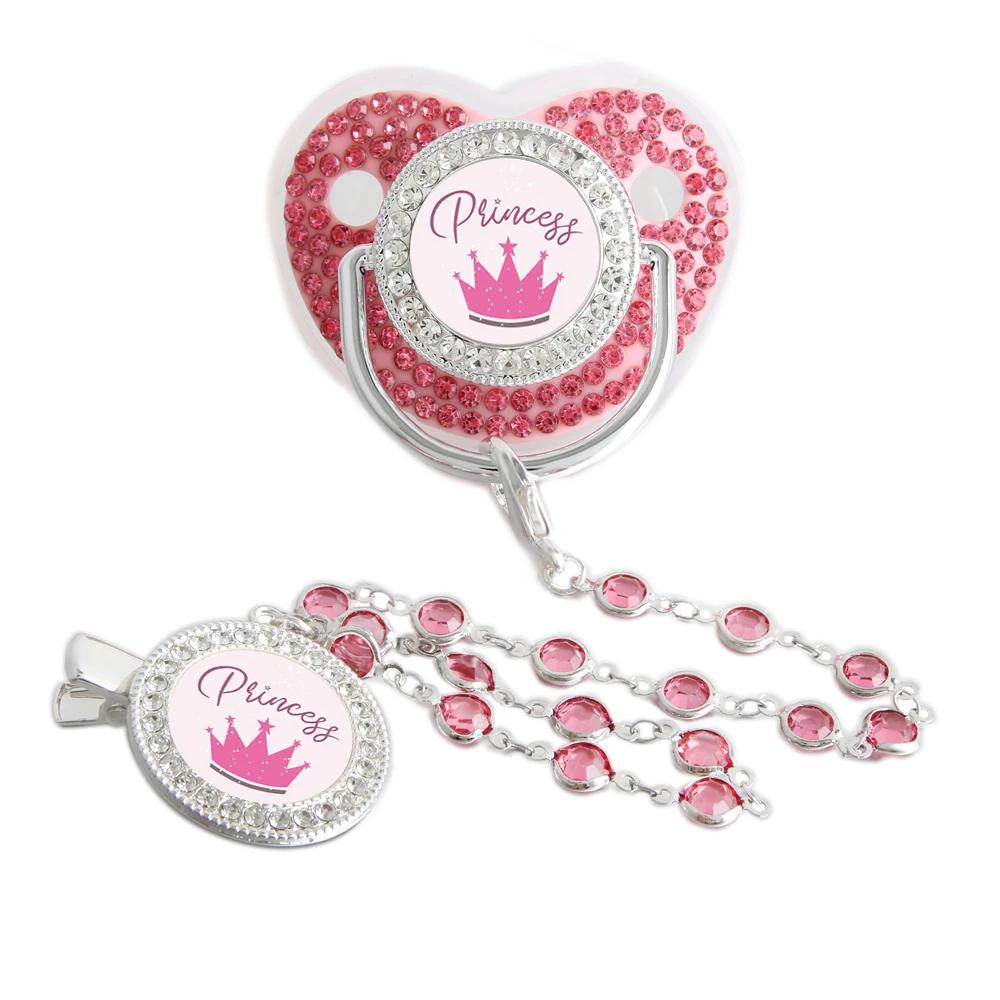 Sucette princesse scintillante avec gemme, sucette de sevrage de luxe, tétine pour bébé avec Clip en