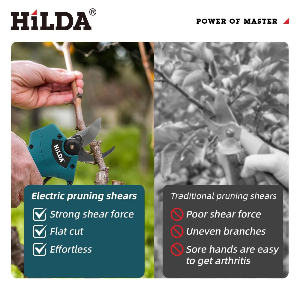 HILDA – sécateur électrique sans balais, sans fil, pour Branches d'arbres fruitiers, outil électriqu