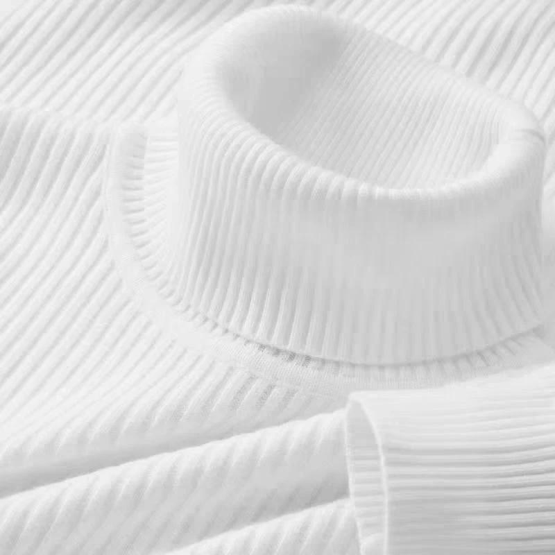 Pull à manches longues et col roulé pour homme, tricoté à rayures, lourd, pour l'extérieur, couleur 