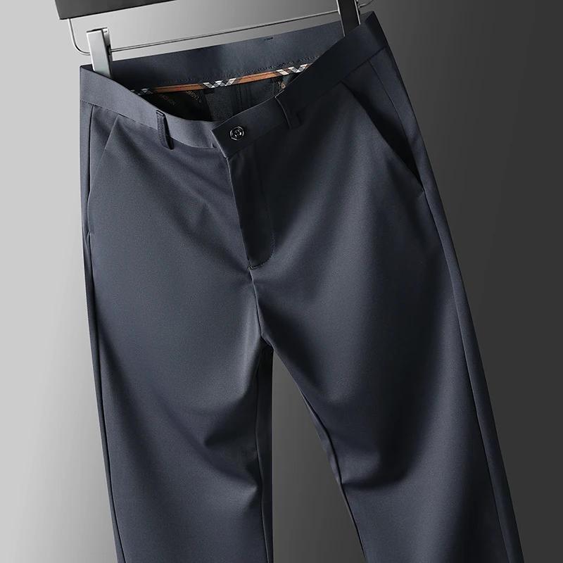 Pantalons décontractés d'affaires extensibles à quatre voies pour hommes, pantalons habillés printem
