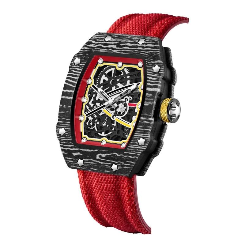 Nouvelle montre à quartz tendance ultra-fine en forme de tonneau de vin avec bracelet en nylon, élég