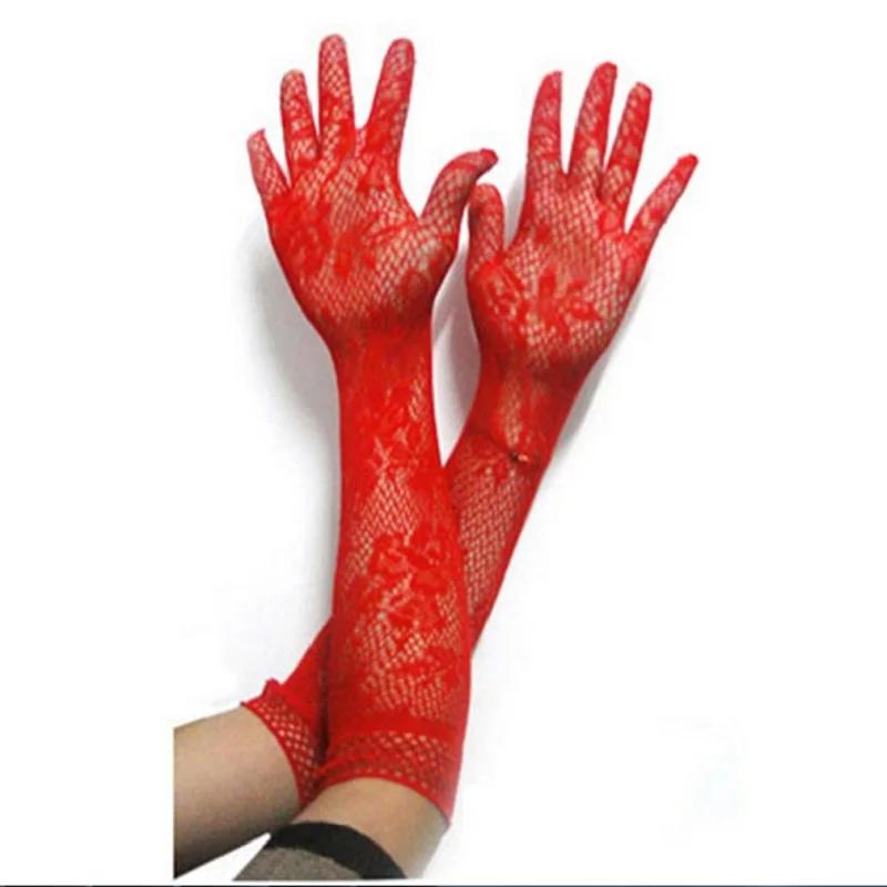 Gants en dentelle à manches longues pour femmes, maille transparente, élastique floral, gants de mar