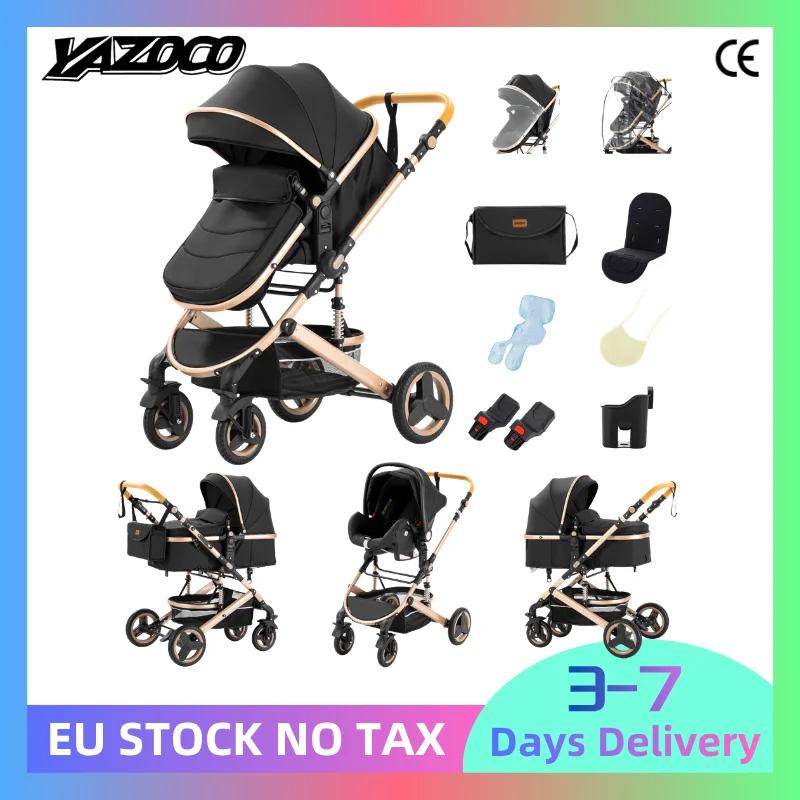 Poussette bébé, siège réversible 3-en-1 avec mode couché, poussette pliable pour nourrisson, pousset