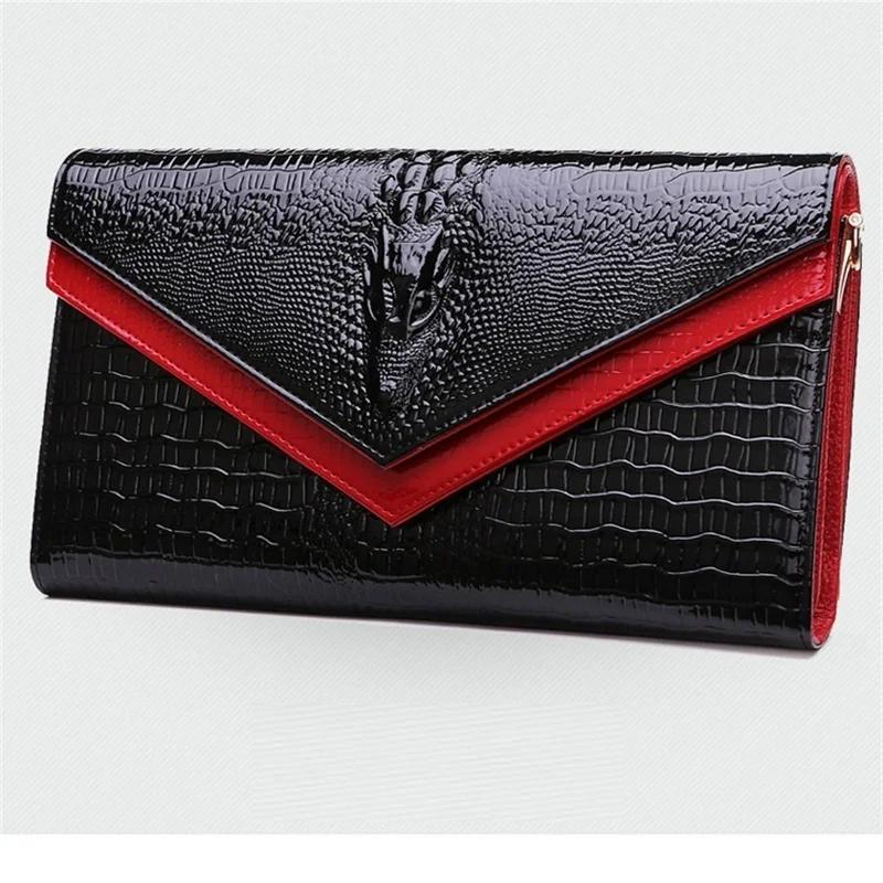Alligator modèle femmes en cuir de vache pochette Patchwork Crocodile dames peau de vache épaule ou 