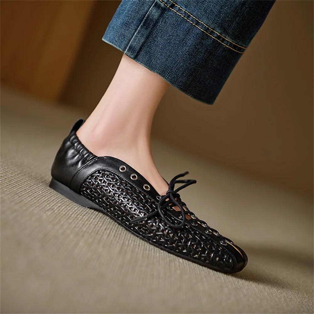 FEDONAS été concepteur confortable creux chaussures plates talons femmes en cuir véritable chaussure