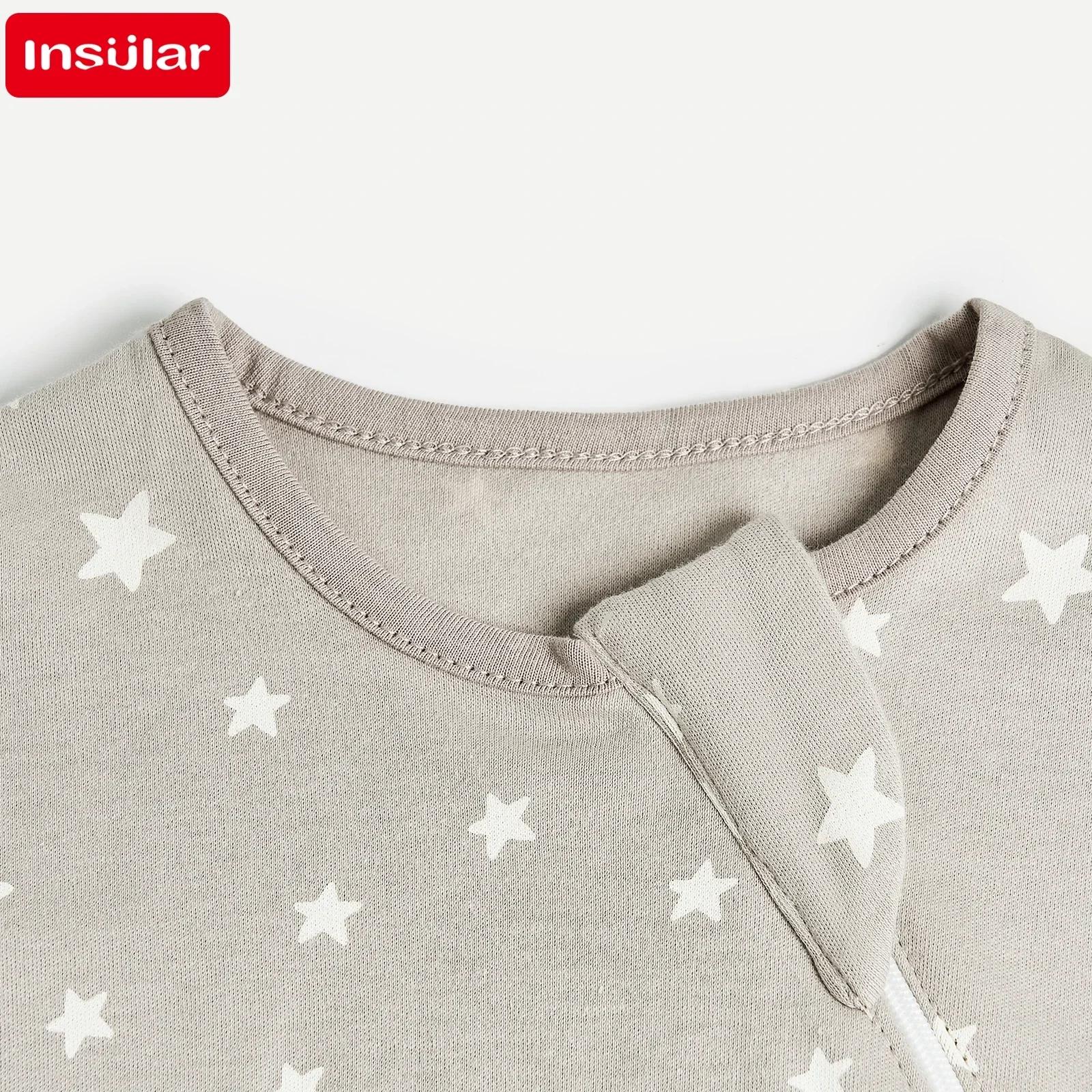 Sac de couchage bébé INSULAR 4 saisons sans manches - vêtement de maison doux avec fermeture éclair bidirectionnelle