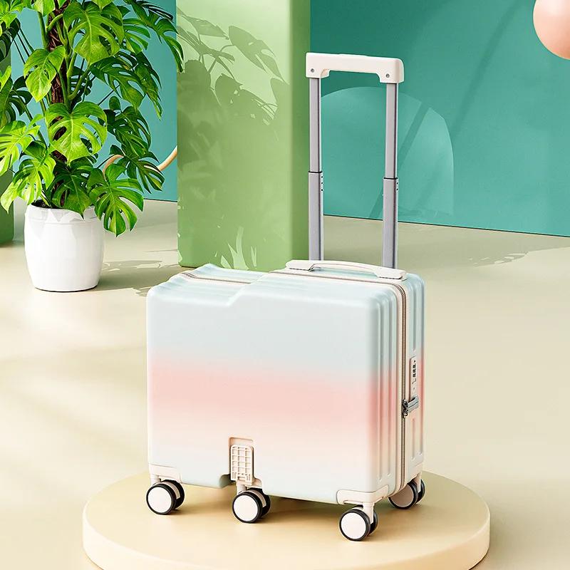 Valises de voyage compactes 18/20 pouces pour enfants, valise à roulettes multifonctionnelle en ABS+