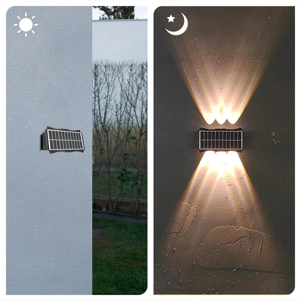 Lampes solaires d'extérieur Super lumineuses, pour jardin, haut et bas, blanc chaud, étanche, pour c