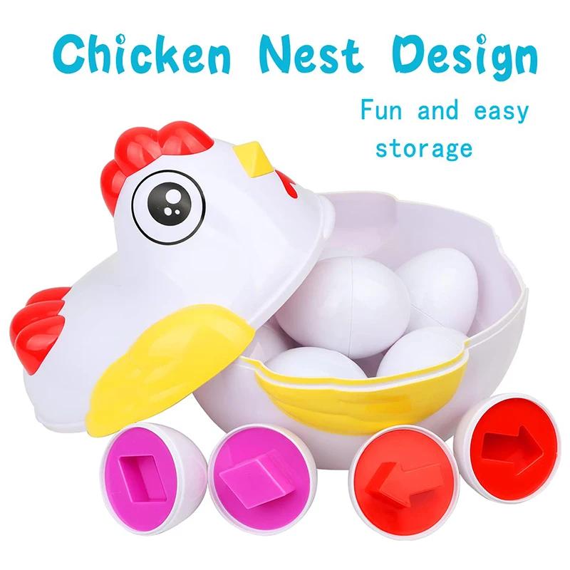 Jouets sensoriels Montessori pour bébé, 12 œufs assortis, œufs de pâques, couleurs de poulet, trieur