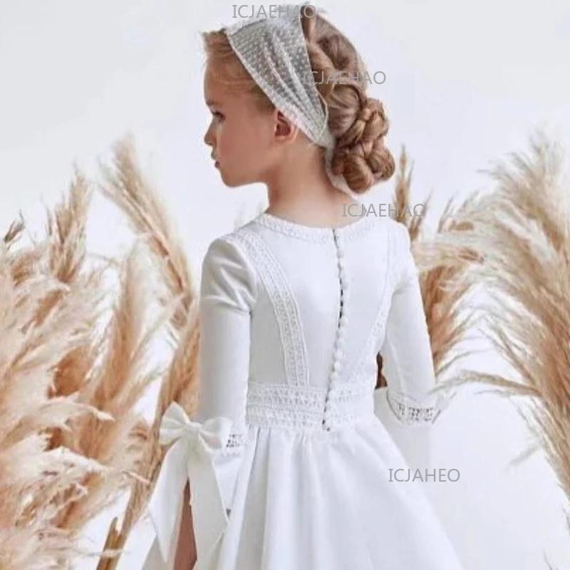 Nouvelle Robe de Mariage à Manches Longues pour Enfants 2026, Robe de Soirée d'Anniversaire pour Fil