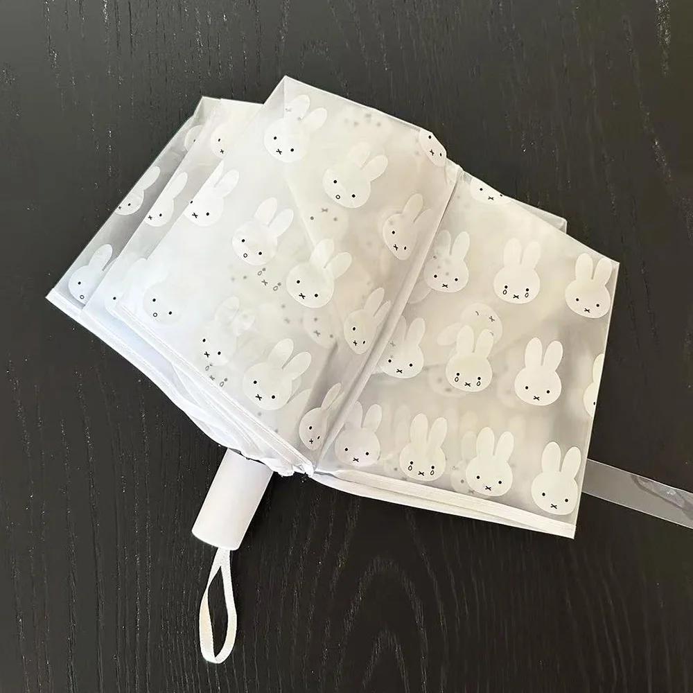 Parapluie Transparent givré Miffy Kawaii, joli parapluie pliable pour étudiants, entièrement automat