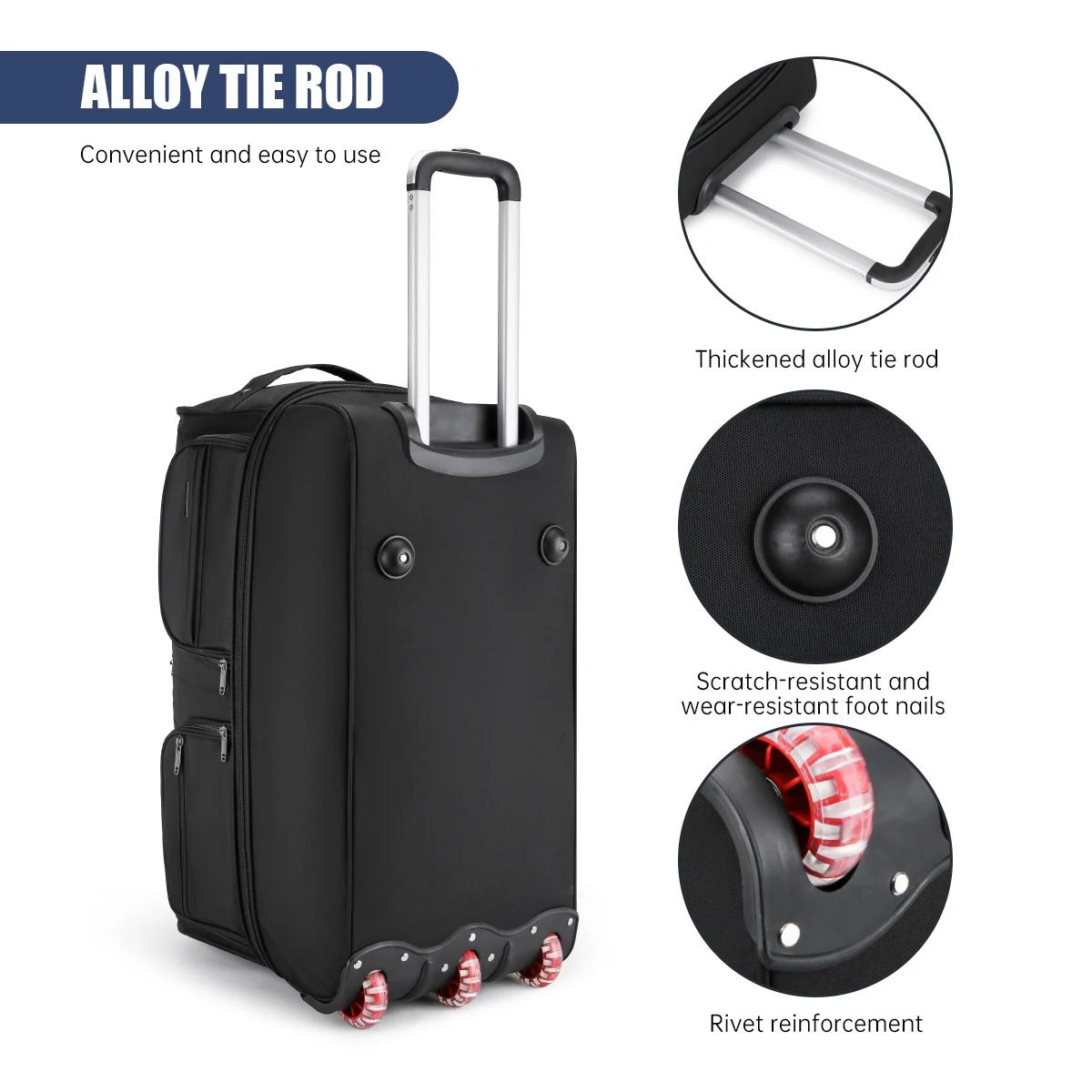 Sac vérifié de la compagnie aérienne Sac de bagage mobile pliable à l'étranger avec chariot Bagage d