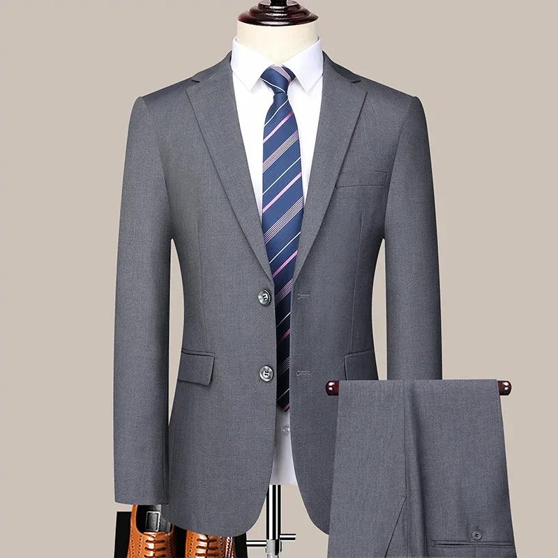Costume d'affaires à deux boutons pour hommes, coupe cintrée, travail professionnel, ensemble deux p