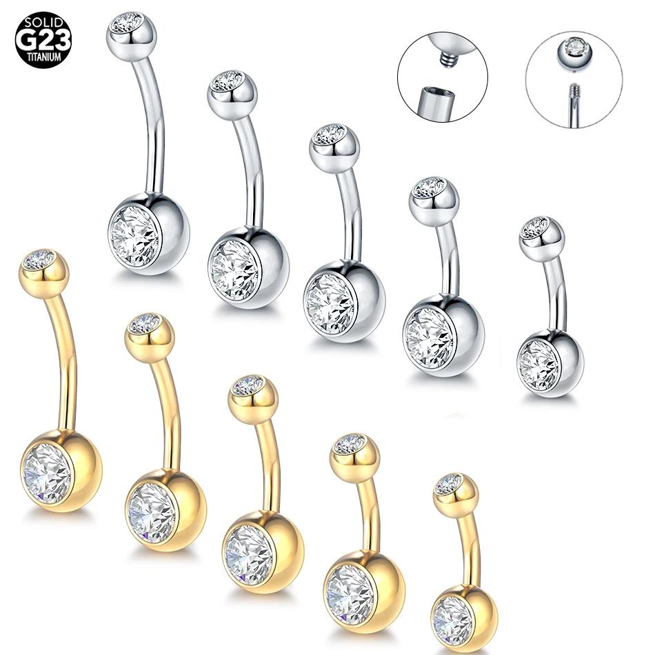 10 pièces/lot G23 titane nombril anneaux cristal nombril haltère anneaux ventre Piercing bijoux pour