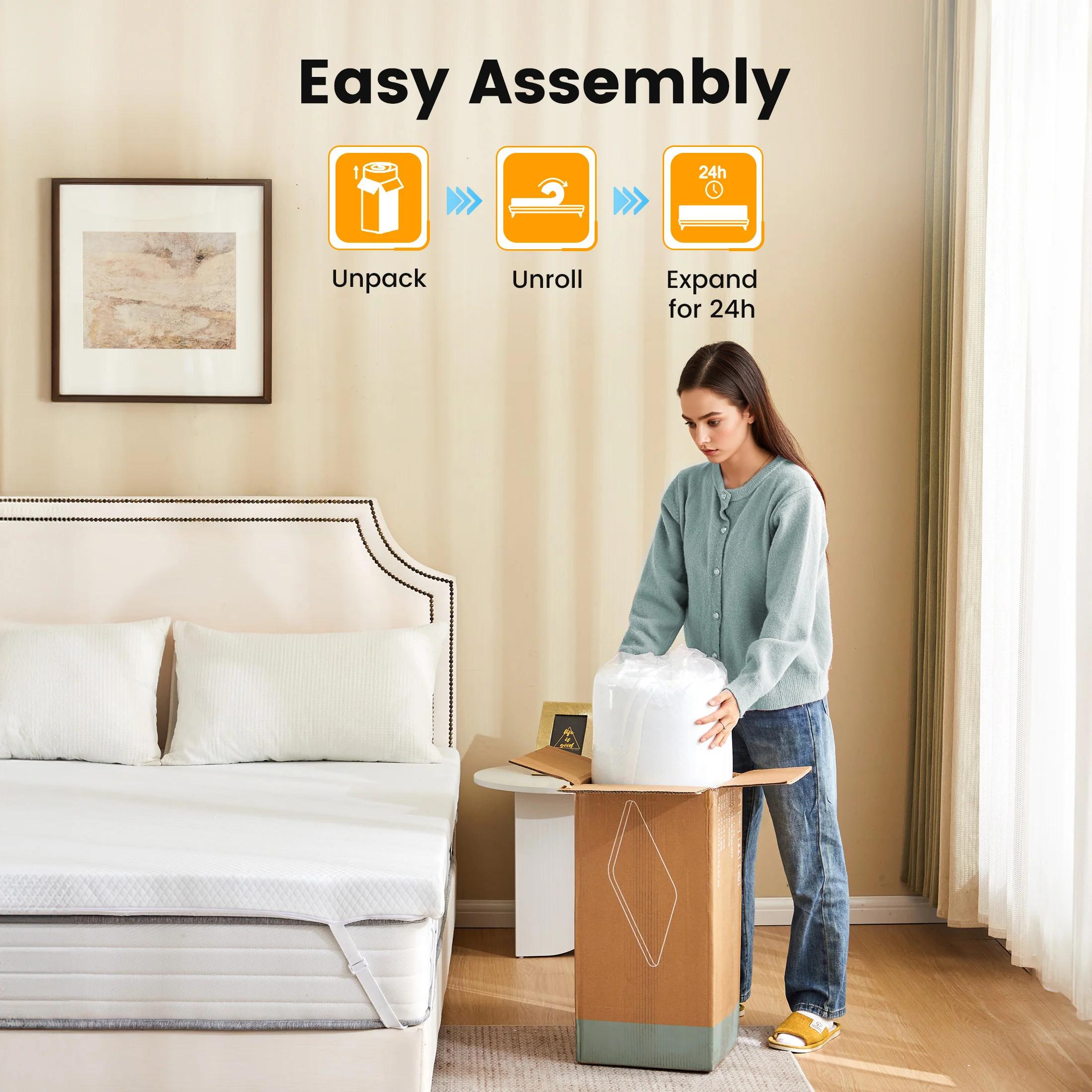 Surmatelas MCQ de 3 pouces avec housse amovible douce, mousse à mémoire de forme épaisse infusée de 