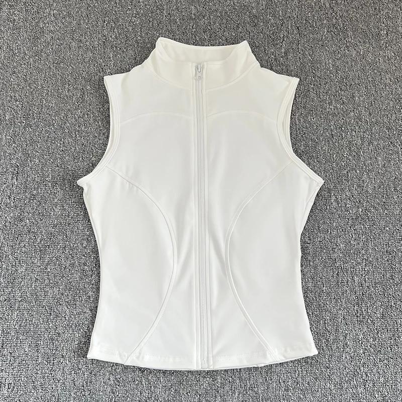 Haut de Sport sans manches pour femmes, coupe cintrée, séchage rapide, col montant élastique, vêteme